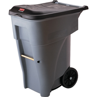 Brute&reg; Roll Out Containers, Polyethylene, 65 US gal. - Rubbermaid FG9W2100GRAY