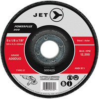 POWERPLUS DUO Cutting/Grinding Wheel, 5" x 1/8", 7/8" Arbor, Type 27, A30DUO Grit - JET 500425