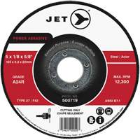 Disque abrasif de tronçonnage, 4" x 1/8", Arbre de 5/8", Type 27, 15200 Tr/min - JET 500711
