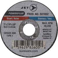 POWERPLUS Cut-Off Wheel, 2" x 1/16", 3/8" Arbor, Type 1, 38200 RPM - JET 501052
