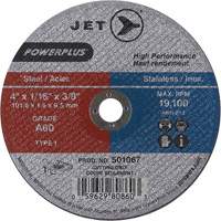 Meule &agrave; tronçonner POWERPLUS A60, 4" x 1/16", Arbre de 3/8", Type 1, 19100 Tr/min - JET 501067