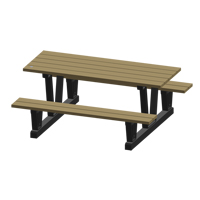Recycled Plastic Outdoor Picnic Tables, 72" L x 60-5/16" W, Sand - Produits Re-Plast 42P-6/SAH