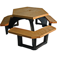 Tables de pique-nique hexagonales en plastique recycl&eacute;, 78" lo x 78" la, C&egrave;dre - Plastic Recycling 10CE