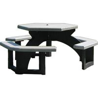 Recycled Plastic Hexagon Picnic Tables, 78" L x 78" W, Grey - Plastic Recycling 10GR