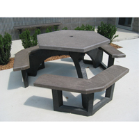 Tables de pique-nique hexagonales en plastique recycl&eacute;, 78" lo x 78" la, Brun - Plastic Recycling 10BR