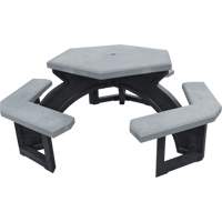 Tables de pique-nique hexagonales en plastique recycl&eacute;, 78" lo x 78" la, Gris - Plastic Recycling 11GRX
