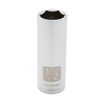 SAE Socket, 1/2", 1/4" Drive, 6 Points, Deep - Dynamic Tools D003516