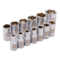 6-Point Metric Socket Set, 13 Pcs, 1/4" Drive Size - Dynamic Tools D004002
