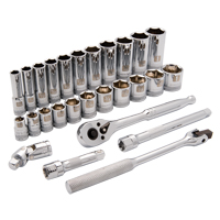 SAE Socket Set, 27 Pcs, 3/8" Drive Size, Deep - Dynamic Tools D010009