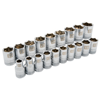 Metric Socket Set, 19 Pcs, 1/2" Drive Size - Dynamic Tools D018004