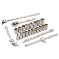 Metric Socket Set, 25 Pcs, 1/2" Drive Size - Dynamic Tools D018009