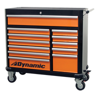 Armoire &agrave; outils mobile, 12 tiroirs, 42" la x 18" p x 41" h, Noir/Orange - Dynamic Tools D069303
