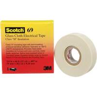 Scotch&reg; Glass Cloth Tape, 19 mm (3/4") W x 20 m (66') L, 7 mils, White - 3M 69-3/4X66-1IN-BX