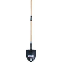 Heavy-Duty Round Point Shovel, Carbon Steel Blade, Hardwood, Straight Handle - Aurora Tools 