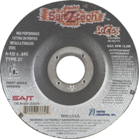 Disque de coupe Z-Tech, 4-1/2" x 0,045", Arbre de 7/8", Type 27, Zirconium, 13 300 Tr/min - United Abrasives Inc. 23334