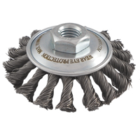 Brosses soucoupes &agrave; fils nou&eacute;s, Dia. 5", Fils 0,02", Arbre 5/8"-11, Acier - Felton Brushes S504
