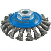 Brosses soucoupes &agrave; fils nou&eacute;s, Dia. 4", Fils 0,02", Arbre 5/8"-11, Acier inoxydable - Felton Brushes S414