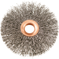 Brosses rotatives &agrave; fils cr&ecirc;p&eacute;s avec moyeu en cuivre 3", 3" dia., Fils 0,012", Arbre 1/2" - Felton Brushes CC309_