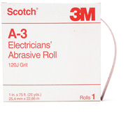 Scotch&reg; A-3 Electrician's Abrasive Roll, Aluminum Oxide, 1" W x 75' L, 120 Grit - 3M AB11560