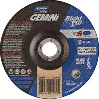 Meule &agrave; tronçonner pour coupe &agrave; angle droit RightCut Gemini, 6" x 0,045", Arbre de 7/8", Type 27/42, Oxyde d'aluminium, 10185 Tr/min - Norton 66252842202