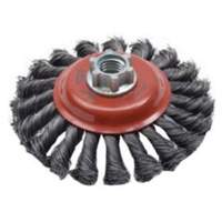 Twist Knot Saucer Cup Brush, 4" Dia., 0.02" Fill, 5/8"-11 Arbor, Steel - Norton 66252833483
