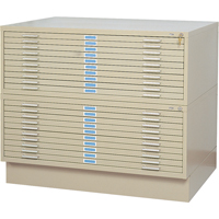 Classeurs en acier pour plans, 10 Tiroirs, 46-3/8" la x 35-3/8" p x 16-1/2" h - Safco 4986TS