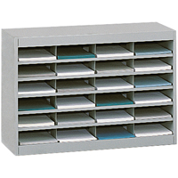 Casiers pour documentation &agrave; service intensif, Stationnaire, 24 fentes, Acier, 37-1/2" la x 12-3/4" p x 25-3/4" h - Safco 9211GRR