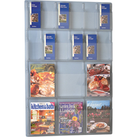 Literature Displays, Wall Mount, 6 Slots, Plastic, 30" W x 45" D x 45" H - Safco 5600CL