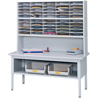 E-z Sort&reg; Mailroom Furniture-sorting Tables With Shelf-base Table With Shelf, 60" W x 28" D x 36" H, Laminate - Safco 7749GR