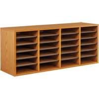 Casier &agrave; compartiments r&eacute;glable pour documentation, Stationnaire, 24 fentes, Bois, 39-1/4" la x 11-3/4" p x 16-1/4" h - Safco 9423MO
