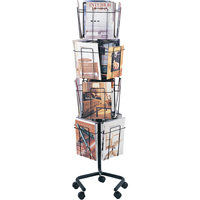 Pr&eacute;sentoirs pivotants pour documentation, Rotatif, 16 fentes, Fil m&eacute;tallique, 15" la x 15" p x 60" h - Safco 4139CH