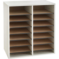Casier &agrave; compartiments r&eacute;glable pour documentation, Stationnaire, 16 fentes, Bois, 19-1/2" la x 11-3/4" p x 21" h - Safco 9422GR