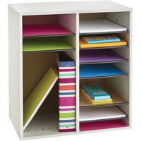 Casier &agrave; compartiments r&eacute;glable pour documentation, Stationnaire, 16 fentes, Bois, 19-1/2" la x 11-3/4" p x 21" h - Safco 9422GR
