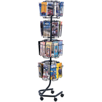 Pr&eacute;sentoirs pivotants pour documentation, Rotatif, 32 fentes, Fil m&eacute;tallique, 15" la x 15" p x 60" h - Safco 4128CH