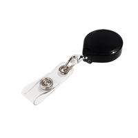 Retractable Mini-Bak&reg; ID Badge Holders, Plastic, 36" Cable, Belt Clip Attachment - Key-Bak 0057-005