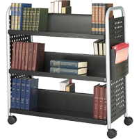 Chariots pour livres Scoot, 200 lb Capacit&eacute;, Noir, 17-3/4" p x 41-1/4" la x 41-1/4" h, Acier - Safco 5335BL