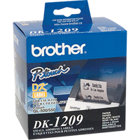 DK Series Address Labels, 1-1/8" W x 2-1/2" L, White - Brother DK1209
