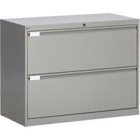 Lateral Filing Cabinet, Steel, 2 Drawers, 36" W x 18" D x 27-7/8" H, Grey - Perfix Inc. 2021-33-36-9363