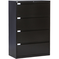 Classeur lat&eacute;ral, Acier, 4 tiroirs, 36" la x 18" p x 53-3/8" h, Noir - Perfix Inc. 2041-3333-36-9367