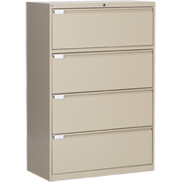 Lateral Filing Cabinet, Steel, 4 Drawers, 36" W x 18" D x 53-3/8" H, Beige - Perfix Inc. 2041-3333-36-9393