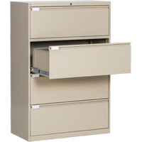 Lateral Filing Cabinet, Steel, 4 Drawers, 36" W x 18" D x 53-3/8" H, Beige - Perfix Inc. 2041-3333-36-9393
