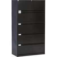 Lateral Filing Cabinet, Steel, 5 Drawers, 36" W x 18" D x 65-1/2" H, Black - Perfix Inc. 2051-13333-36-9367