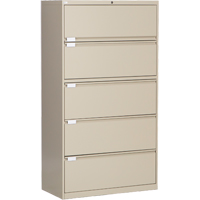 Lateral Filing Cabinet, Steel, 5 Drawers, 36" W x 18" D x 65-1/2" H, Beige - Perfix Inc. 2051-13333-36-9393