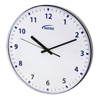 12 H Clock, Analog, Battery Operated, 12-3/4", Black - Matrix Industrial Products 