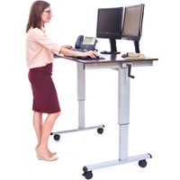 Adjustable Stand-Up Workstations, Stand-Alone Desk, 48-1/2" H x 48" W x 32-1/2" D, Walnut - Luxor H. Wilson STANDUP-CF48-DW