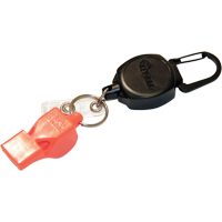 Self Retracting ID Badge and Key Reel with Whistle, Zinc Alloy Metal, 24" Cable, Carabiner Attachment - Key-Bak 0KBP-0041