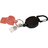 Self Retracting ID Badge and Key Reel with Whistle, Zinc Alloy Metal, 24" Cable, Carabiner Attachment - Key-Bak 0KBP-0041