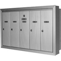 Boîtes aux lettres en semi-retrait &agrave; plateforme unique, Fixation Mural, 16" x 5-1/2", 6 portes, Aluminium - Canadian Mailbox Company NS101-SEMIRECESSED-6