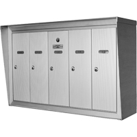 Single Deck Mailboxes, Wall -Mounted, 16" x 5-1/2", 6 Doors, Aluminum - Canadian Mailbox Company NS301-ALUMINUM-6