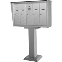 Single Deck Mailboxes, Pedestal -Mounted, 16" x 5-1/2", 3 Doors, Aluminum - Canadian Mailbox Company NS302-ALUMINUM-3
